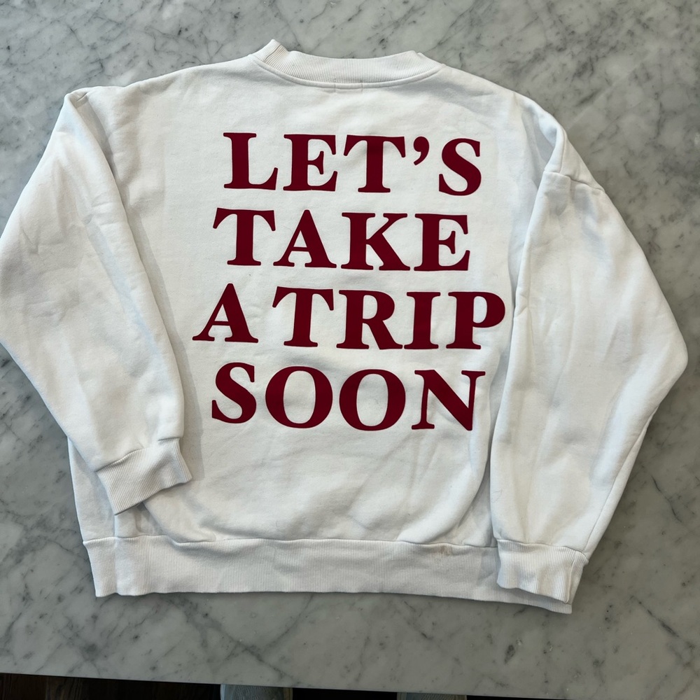 YLLW the Label, Let’s take a trip soon crew neck hoodie. Size Medium